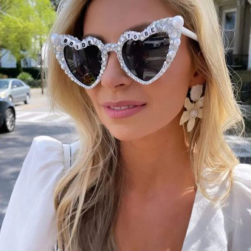 Pearl Bride to be Sunglasses Bachelorette Party Heart Glasses bridal