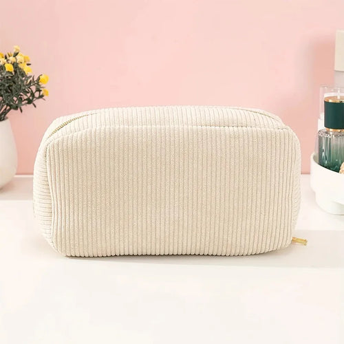 Personalized Embroidered Cosmetic Bag with Name Corduroy Makeup Bag