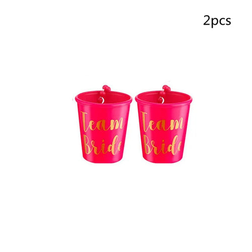 1Set Team Bride To Be Cup Plastic Shot Glasses Necklace Bachelorette