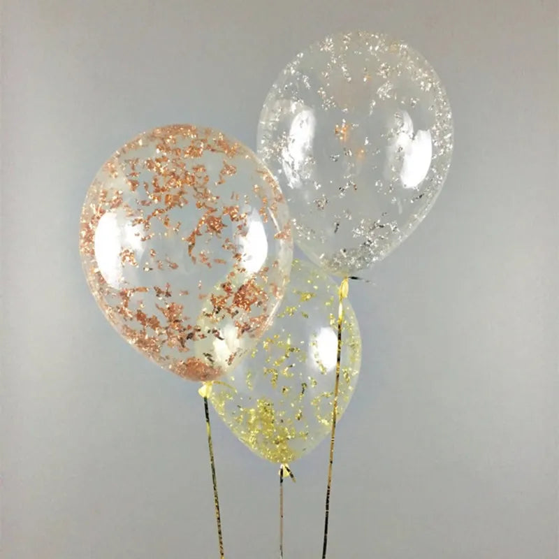 15pcs Metallic Confetti Latex Balloons Glitter Gold Rose Pink Silver