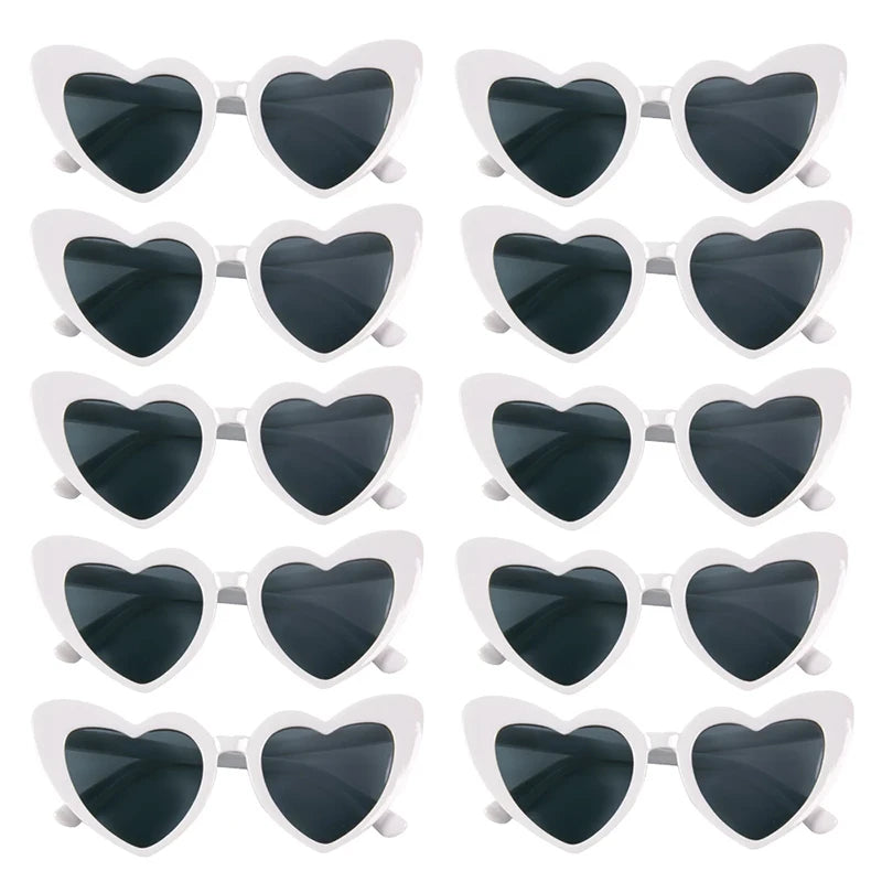 10pcs Bachelorette Party Sunglasses Black White Pink Square Heart