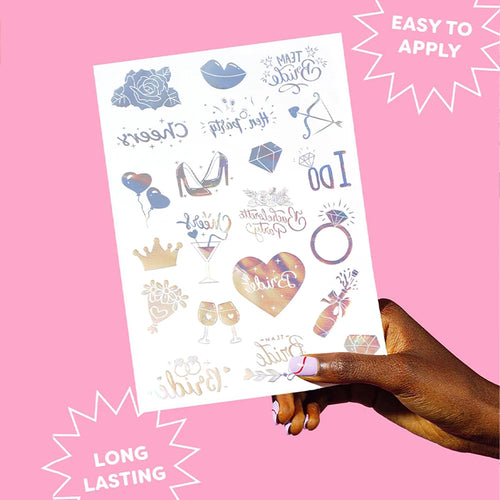1 Sheet Cheers Bachelorette Temporary Tattoo Iridescent Styles