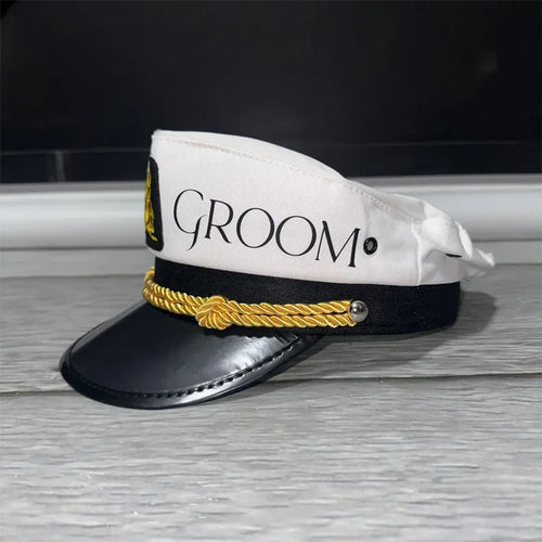 Nauti Bride groom captain hat Nautical Sailor Sail boat yacht skipper