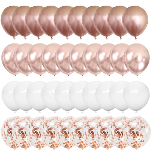 40pcs 12inch Rose Gold Mixed Confetti Latex Balloons Backdrop Birthday