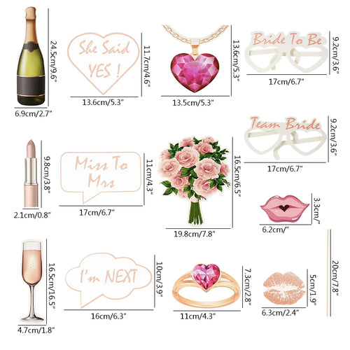 15/23pcs Wedding Photo Props Bride To Be Team Bride Diamond Ring