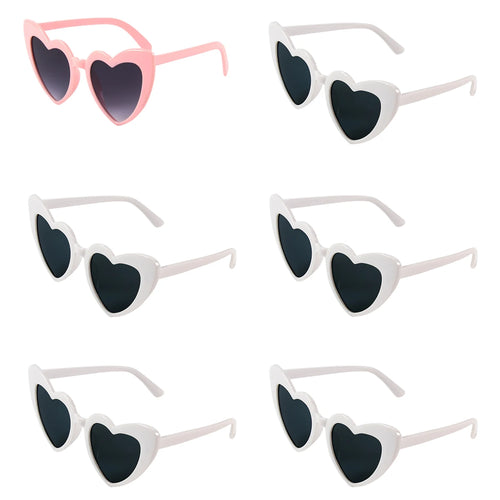 6/8Pcs Bachelorette Hen Party White Pink Sunglasses Heart Glasses