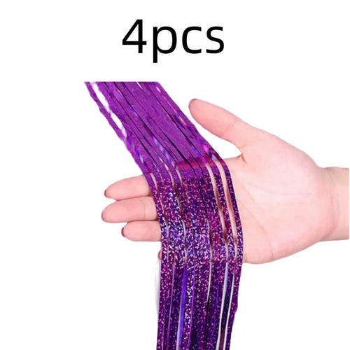 2Pack 2X1M Glitter Party Backdrop Metallic Foil Tinsel Fringe Curtain