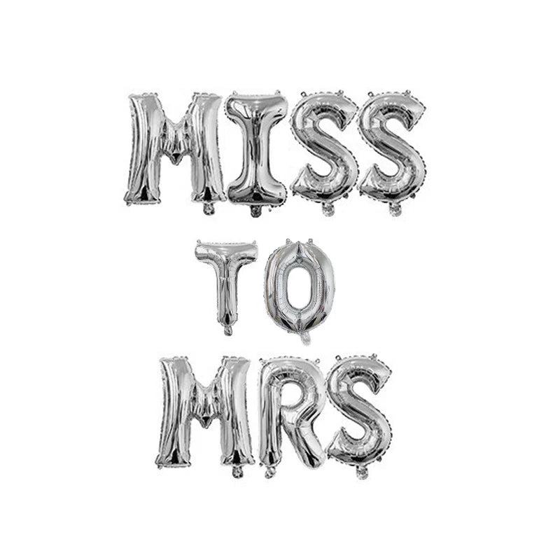 Chicinlife 9Pcs 16inch Miss To Mrs Letter Foil Balloons Bachelorette