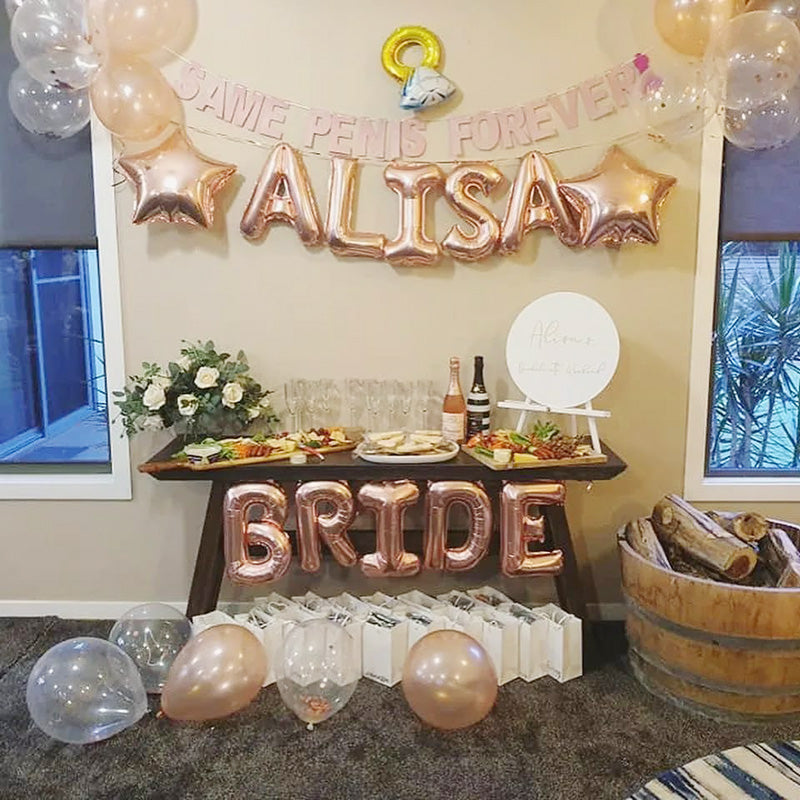 Wedding Decorations Rose Gold Bride To Be Letters Foil Balloons Rings