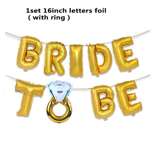 Wedding Decorations Rose Gold Bride To Be Letters Foil Balloons Rings