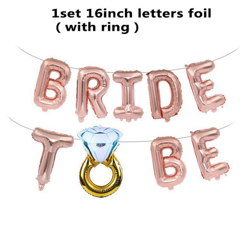 Wedding Decorations Rose Gold Bride To Be Letters Foil Balloons Rings