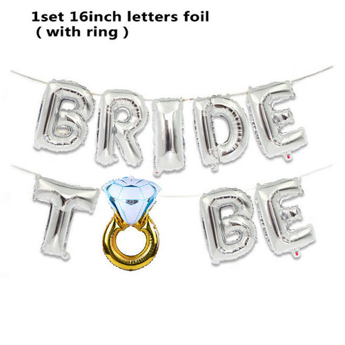 Wedding Decorations Rose Gold Bride To Be Letters Foil Balloons Rings