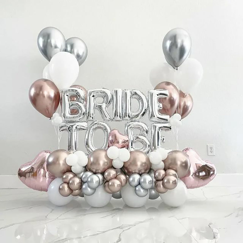 Wedding Decorations Rose Gold Bride To Be Letters Foil Balloons Rings