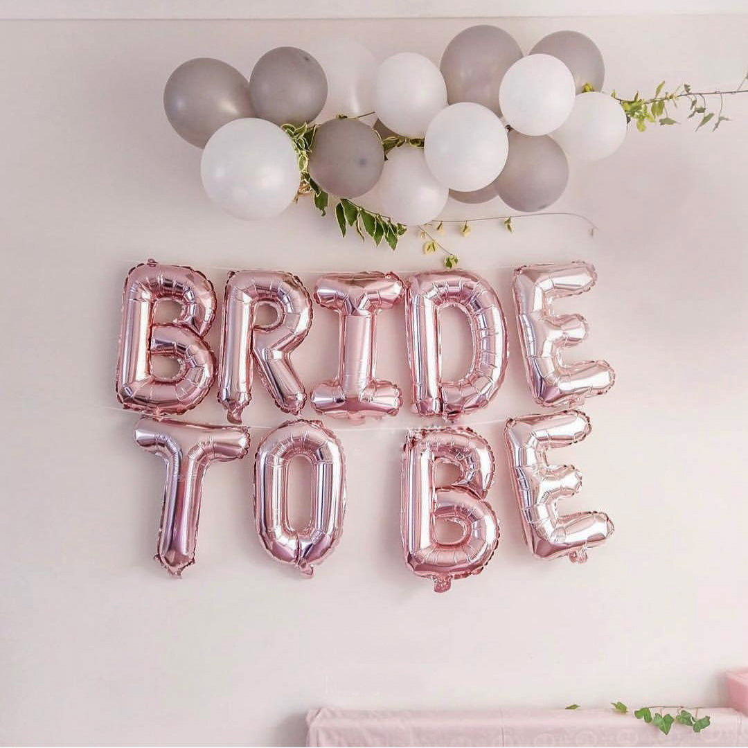 Wedding Decorations Rose Gold Bride To Be Letters Foil Balloons Rings