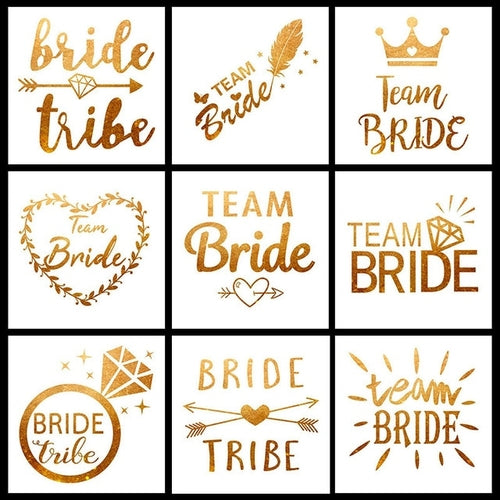 10Pcs Team Bride Tribe Golden Tattoo Stickers Bachelorette Hen Party