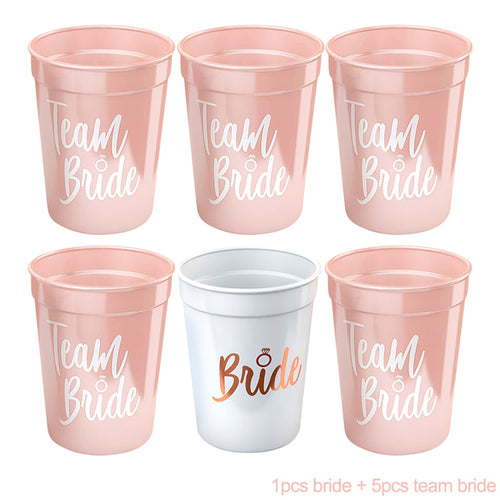 1Set Bachelorette Party Team Bride Plastic Drinking Cups Bridal Shower