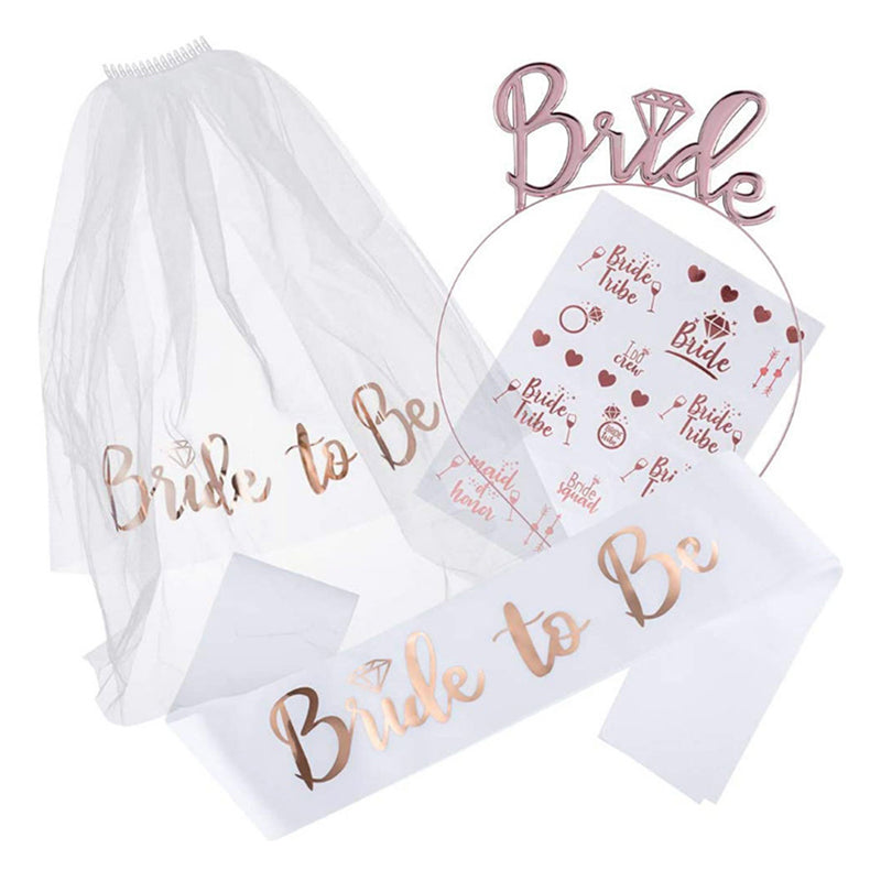 1Set Bride To Be Veil Satin Sash Hiarband Bridal Shower Wedding