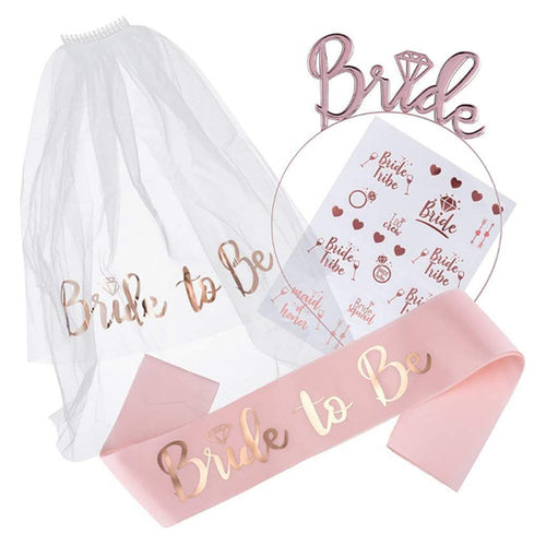 1Set Bride To Be Veil Satin Sash Hiarband Bridal Shower Wedding