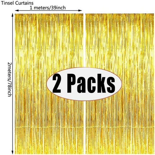 Fringe Foil Curtain Party Tinsel Backdrop | Curtain Tinsel Decoration