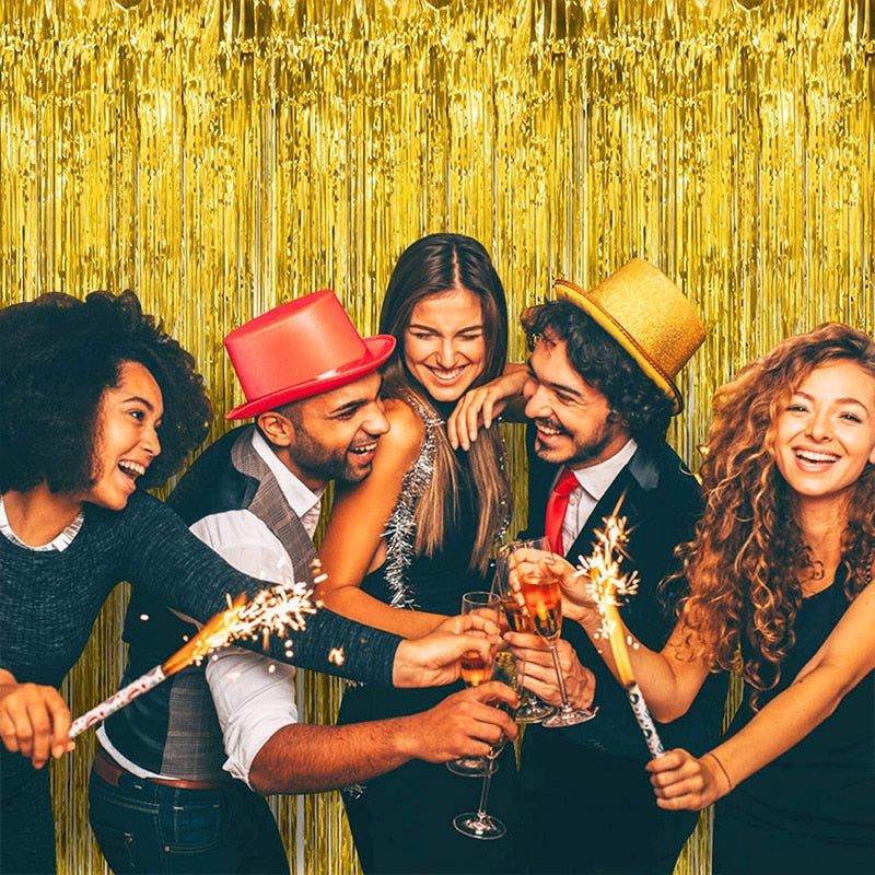 Fringe Foil Curtain Party Tinsel Backdrop | Curtain Tinsel Decoration