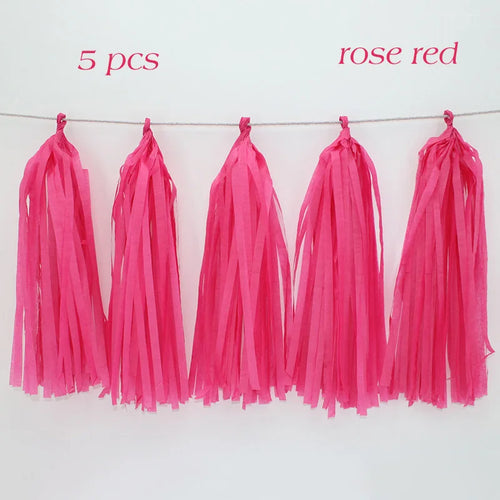 5pcs Wedding Decoration  Rose Gold Tissue Paper Tassels Garland