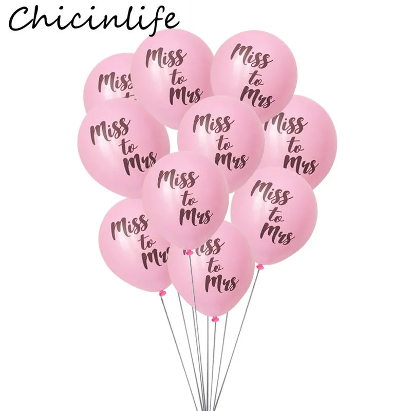 Chicinlife 10Pcs 10inch Miss To Mrs Latex Balloons Bachelorette Hen