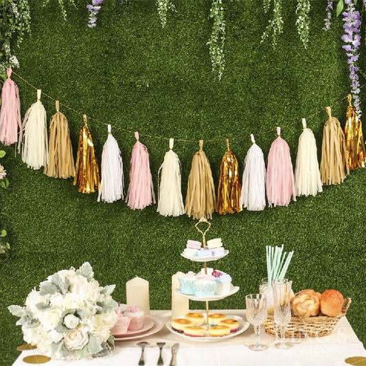 5pcs Wedding Decoration  Rose Gold Tissue Paper Tassels Garland