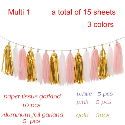 5pcs Wedding Decoration  Rose Gold Tissue Paper Tassels Garland