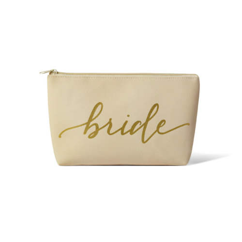 Cream Bride Tribe Faux Leather Makeup Bag