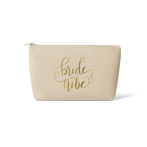 Cream Bride Tribe Faux Leather Makeup Bag