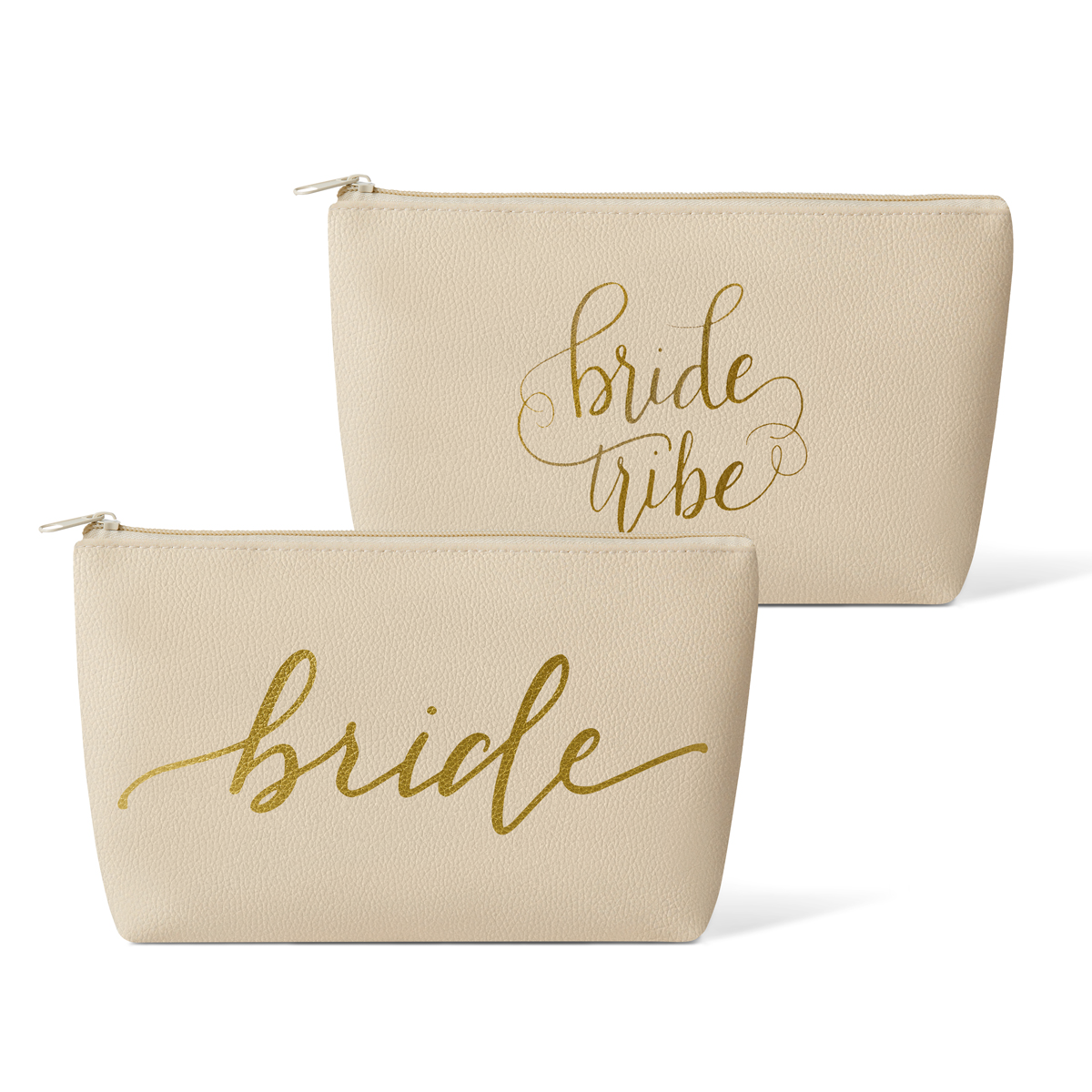 Cream Bride Tribe Faux Leather Makeup Bag