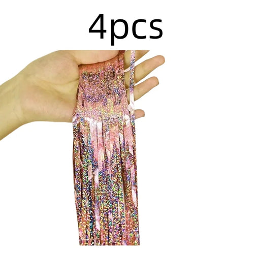 2Pack 2X1M Glitter Party Backdrop Metallic Foil Tinsel Fringe Curtain