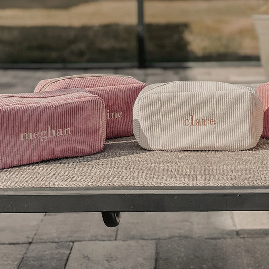 Personalized Embroidered Cosmetic Bag with Name Corduroy Makeup Bag