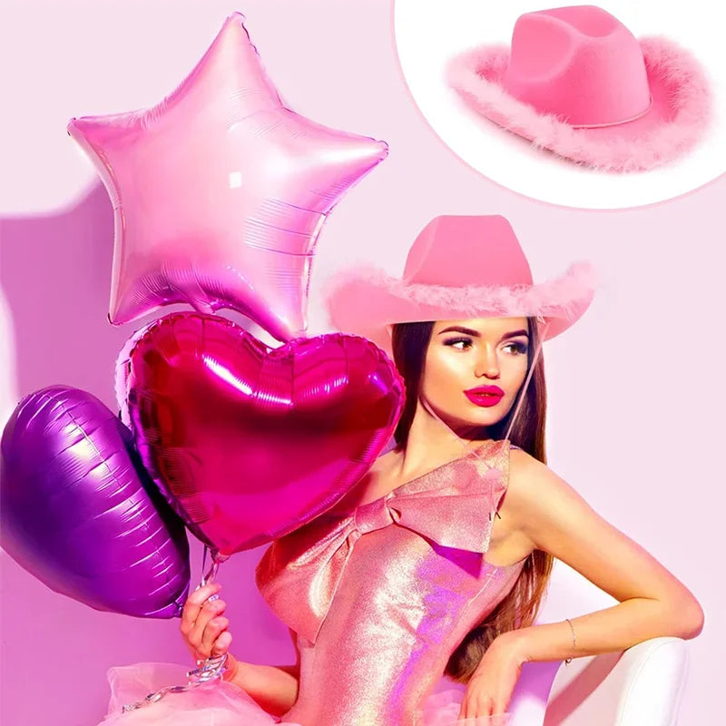 Burlap Cowboy Hat Burlap Crown Western Cowboy Hat Birthday Girl Pink