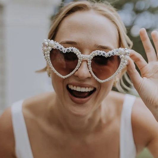 Pearl Bride to be Sunglasses Bachelorette Party Heart Glasses bridal