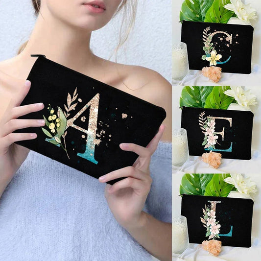 Gradient Initial Makeup Zipper Bags Fashion Travel Toilet Lipstick