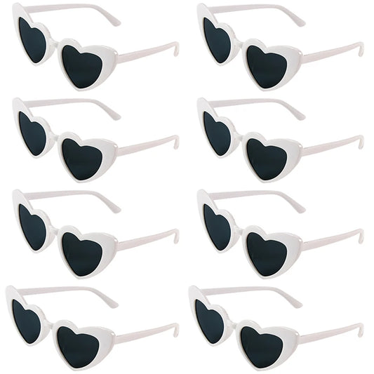 6/8Pcs Bachelorette Hen Party  White Pink Sunglasses Heart Glasses