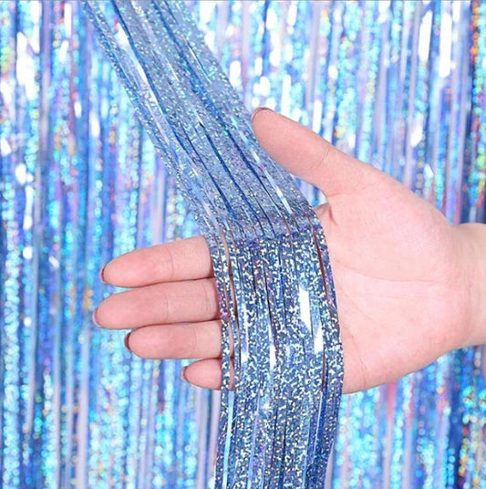 2Pack 2X1M Glitter Party Backdrop Metallic Foil Tinsel Fringe Curtain