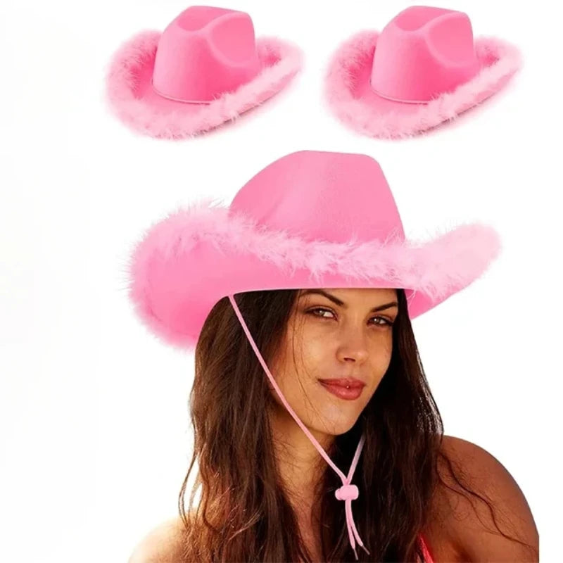 Burlap Cowboy Hat Burlap Crown Western Cowboy Hat Birthday Girl Pink