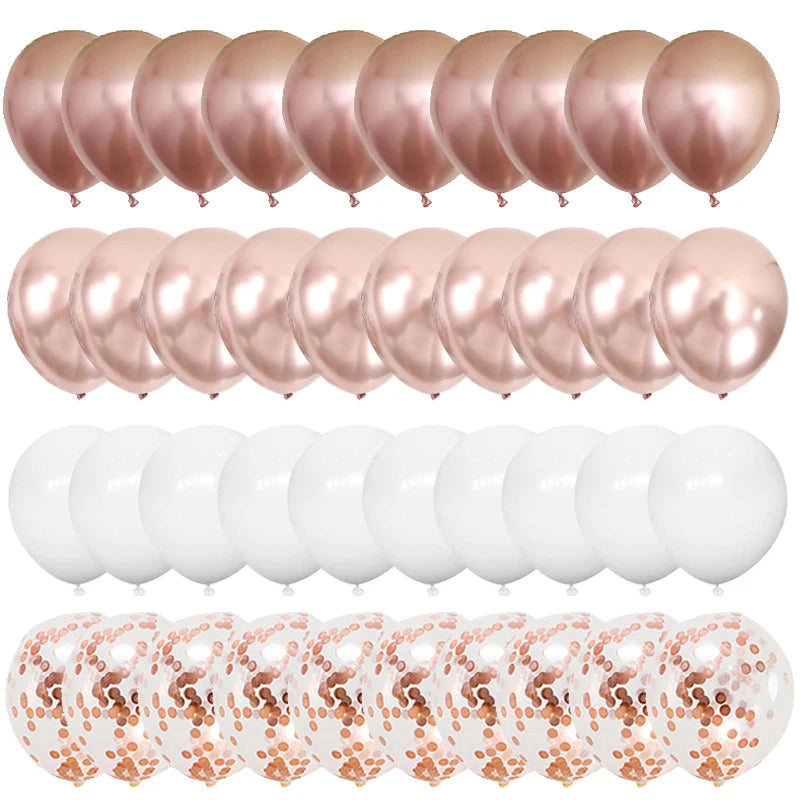 40pcs 12inch Rose Gold Mixed Confetti Latex Balloons Backdrop Birthday